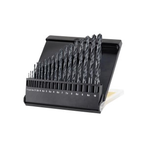 Zestaw wierteł do metalu t.b.t. w uchwycie, różne rozmiary do wszechstronnego wiercenia.