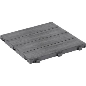 Szara płytka tarasowa / podest t.b.t. z efektem drewna i systemem zatrzaskowym.