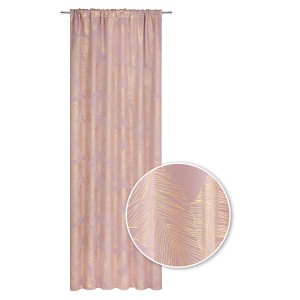 Różowa zasłona ze złotym wzorem liści, kategoria Zasłony i firany.