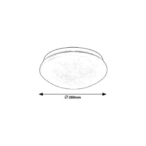 Szkic okrągłej lampy sufitowej LED Plafony, średnica 260 mm.