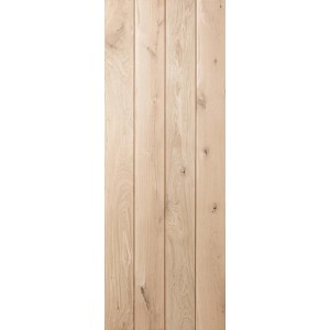 Drzwi drewniane z jasnego drewna z pionowymi panelami. Idealne do wnętrz.