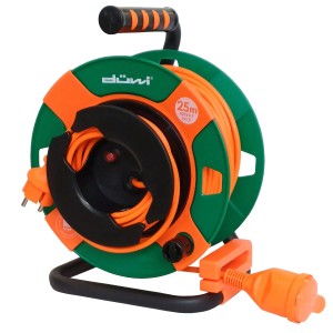 Düwi Przedłużacz bębnowy 1-gniazdowy 2P+Z 2x1,0 mm2 zielono-pomarańczowy 22+3 m