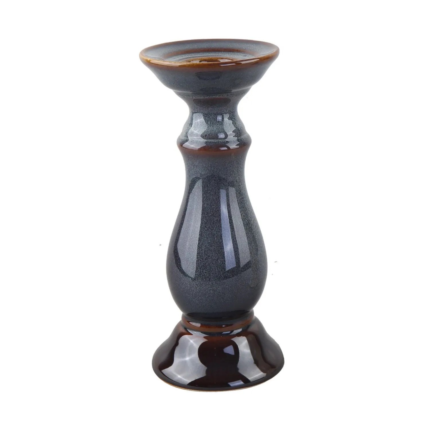 Świecznik ceramiczny ciemny S - 6,7x13 cm