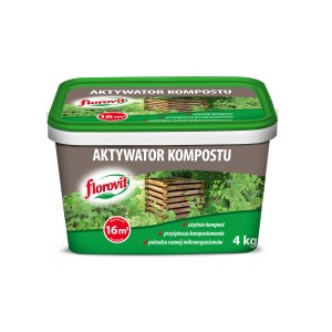 Aktywator kompostu Florovit w brązowo-zielonym opakowaniu, 4 kg.