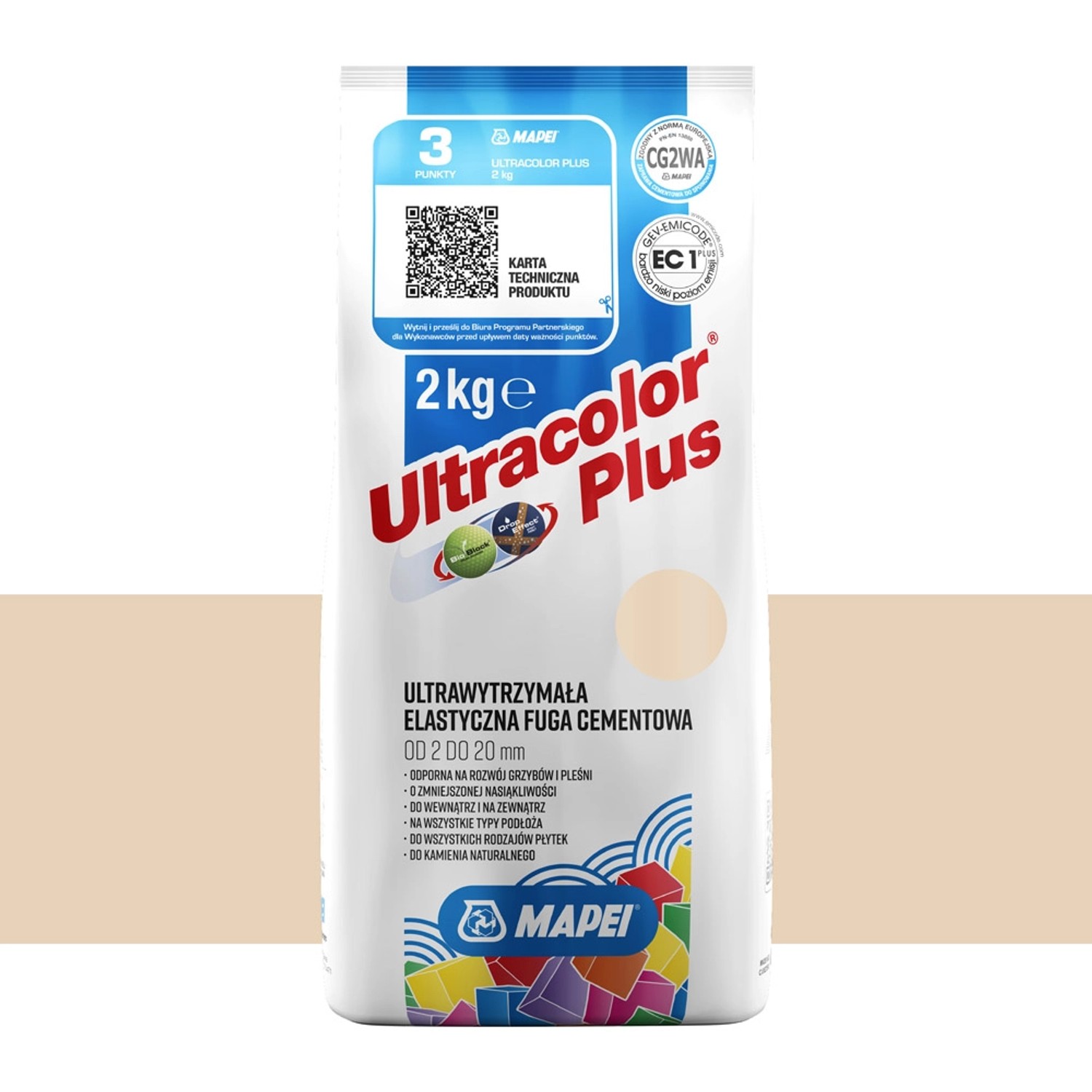 Фото - Затирка для швів Mapei Fuga elastyczna UltraColor Plus 131 wanilia 2 kg 