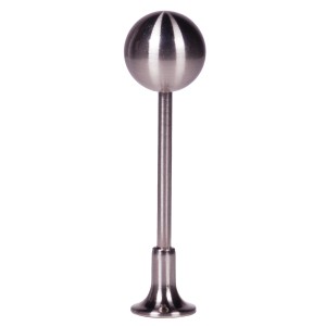 Srebrna końcówka do karnisza w kształcie kuli.