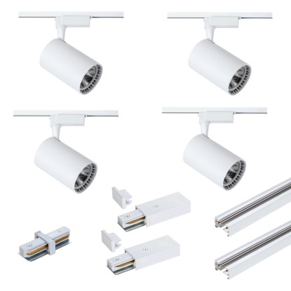 DPM Zestaw systemu szynowego z 4 reflektorami LED biały 5W 420 lm 4000K X-LINE
