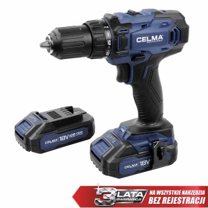 Wiertarko-wkrętarka akumulatorowa Celma, niebiesko-czarna, z akumulatorem. Idealna do wkręcania i wiercenia.