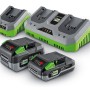 Akumulatory i ładowarki LUX 1 PowerSystem, szaro-zielone, do narzędzi akumulatorowych.