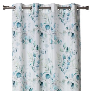 t.b.t. zasłona z niebiesko-zielonym wzorem liści do salonu.