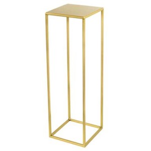 Złoty metalowy stojak na kwiaty t.b.t., kwadratowy.