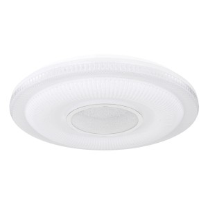 Biała, okrągła lampa sufitowa LED Globo Magnifique (Ø 50 cm). Ściemnialna i sterowana aplikacją.