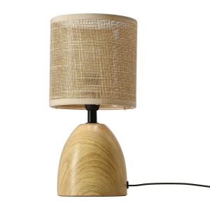 Candellux lampka stołowa DELI ceramiczna efekt drewna 1xE14 40W abażur beżowy