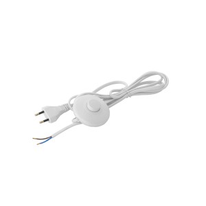 Biały kabel t.b.t. do lampy z wtyczką, włącznikiem i otwartymi końcami do montażu lamp.