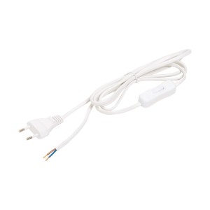 Biały kabel do lampy z włącznikiem i wtyczką do montażu lamp.