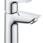 Błyszcząca bateria umywalkowa Grohe Start Edge S z zestawem odpływowym push-open.