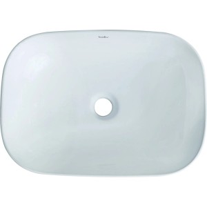 t.b.t. Umywalka nablatowa, prostokątna z zaokrąglonymi rogami.