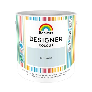 Wiadro z farbą Beckers Designer Colour, pastelowy błękit, do ścian wewnętrznych.