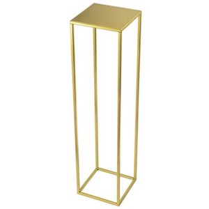 Złoty metalowy stojak na kwiaty t.b.t., kwadratowy.