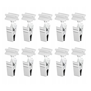 Biały ślizgacz do zasłon z klipsem do karniszy, zestaw 10 sztuk.