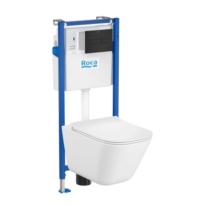 Roca Zestaw podtynkowy Soltar Sanit z deską wolnoopadającą, czarnym przyciskiem