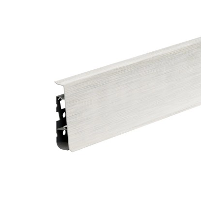 Cezar Listwa przypodłogowa Hi-Line PVC Aluminium Szczotkowany Biały 75x22x2500