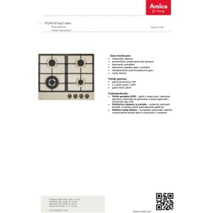 Płyta gazowa Amica PGA6101ApCi Retro, kość słoniowa, z 4 palnikami.