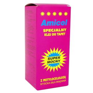 Opakowanie specjalnego kleju do tapet Amicol.