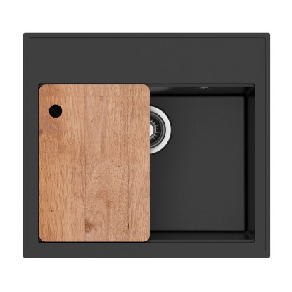 Miló Zlewozmywak BUNA 1-kom. z deską czarny - 56 x 51 cm