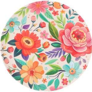 Talerz płaski w kwiaty - śr. 20 cm