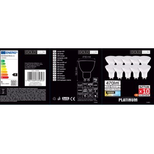 Goldlux Żarówka LED Platinum GU10 4,9W 3000K 470lm 10 szt.