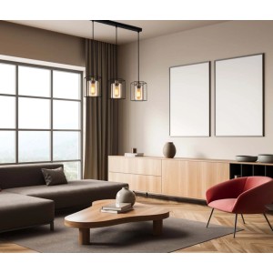 Italux Lampa wisząca KALULA śr.18cm listwa czarna 3xE27