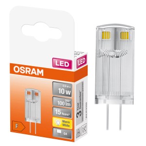Żarówka LED G4 Osram, ciepła biel, 10W, do nastrojowego oświetlenia.
