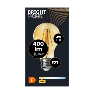 Żarówka LED E27 w stylu retro, 4W, 400 lumenów, ciepła biel (2500K).