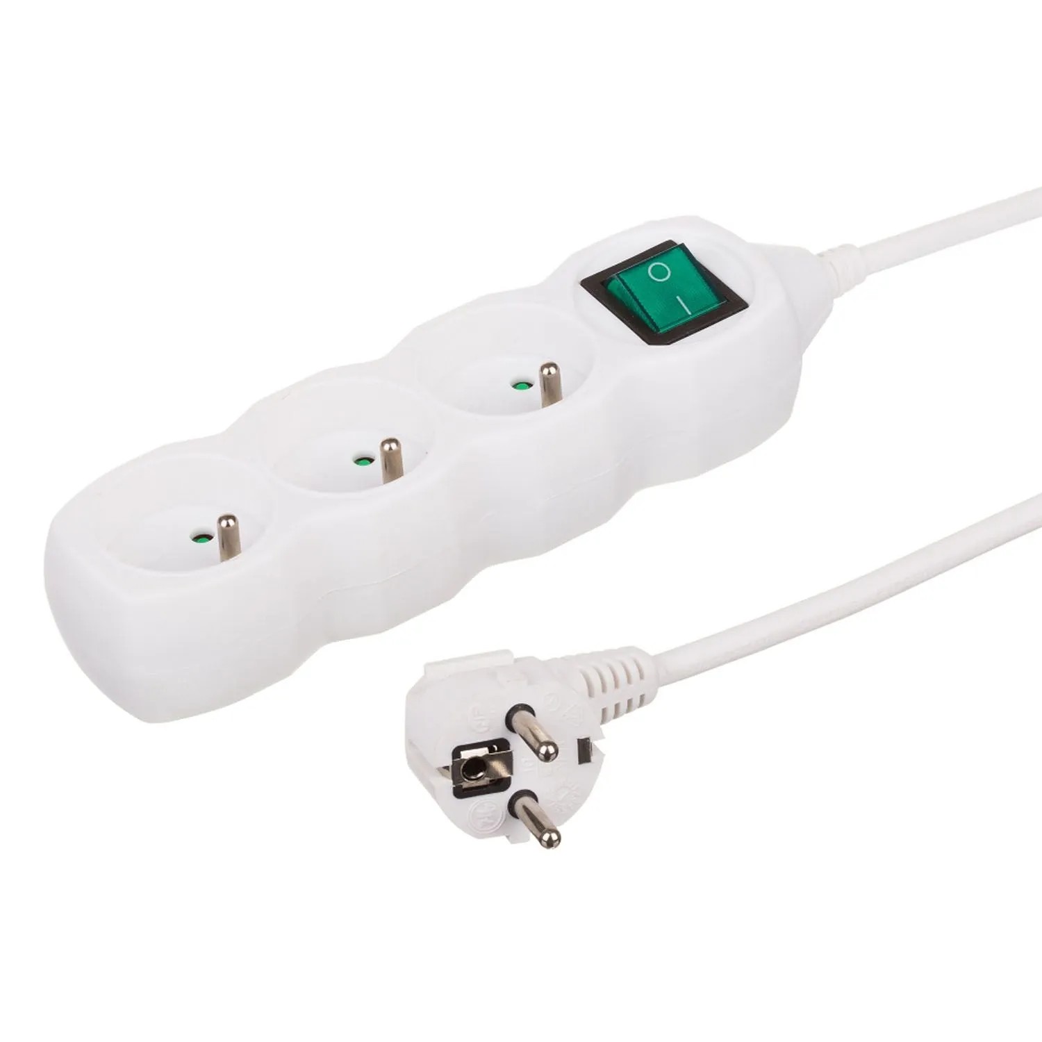 Düwi Przedłużacz listwowy 3-gniazdowy z włącznikiem 2P+Z 3x1,0 mm2 biały 5 m