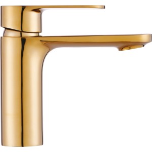 Złota bateria umywalkowa do łazienki.