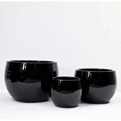 Donica szkliwiona Palla czarna - 35 x 26 cm