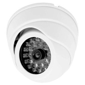 Biała kamera monitoringu do użytku wewnątrz i na zewnątrz, odpowiednia do monitoringu.