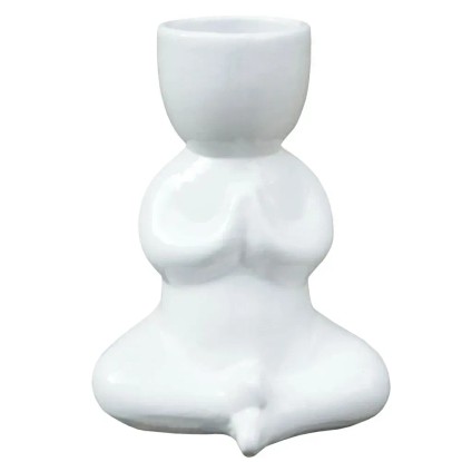 Osłonka Ludzik Budda ceramiczna antracyt - 15 x 17,5 cm