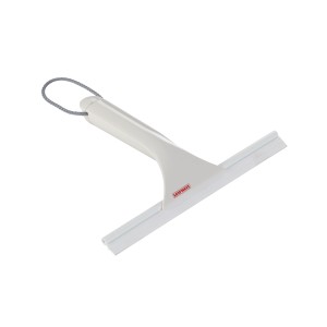 Leifheit Cabino ściągaczka do kabiny prysznicowej, biała, z pętelką do zawieszania na ścianach i płytkach.