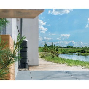 Waterform Tenso 120 l antracytowy zestaw zbiornika na deszczówkę ze stojakiem i kranem.