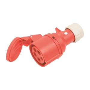 Czerwona wtyczka t.b.t. do zastosowań technicznych z osłoną.