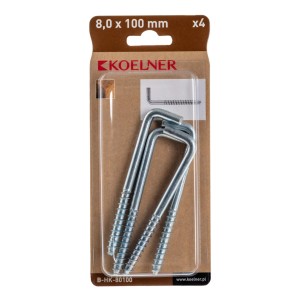 Haki kątowe 8x100mm, zestaw 4 szt., ocynkowane. Idealne do konstrukcji drewnianych.