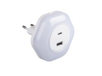 Kanlux Lampka wtykowa LED BOLA 2xUSB max.15W 3000K 4lm biała