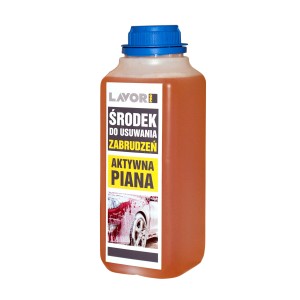 Butelka środka czyszczącego do myjni samochodowych. Nadaje się do usuwania brudu.