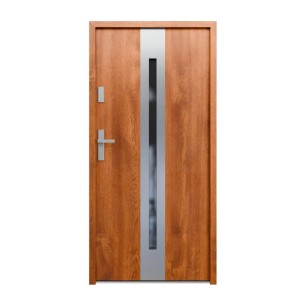 Drzwi zewnętrzne stalowe Aeris Inox złoty dąb 80L