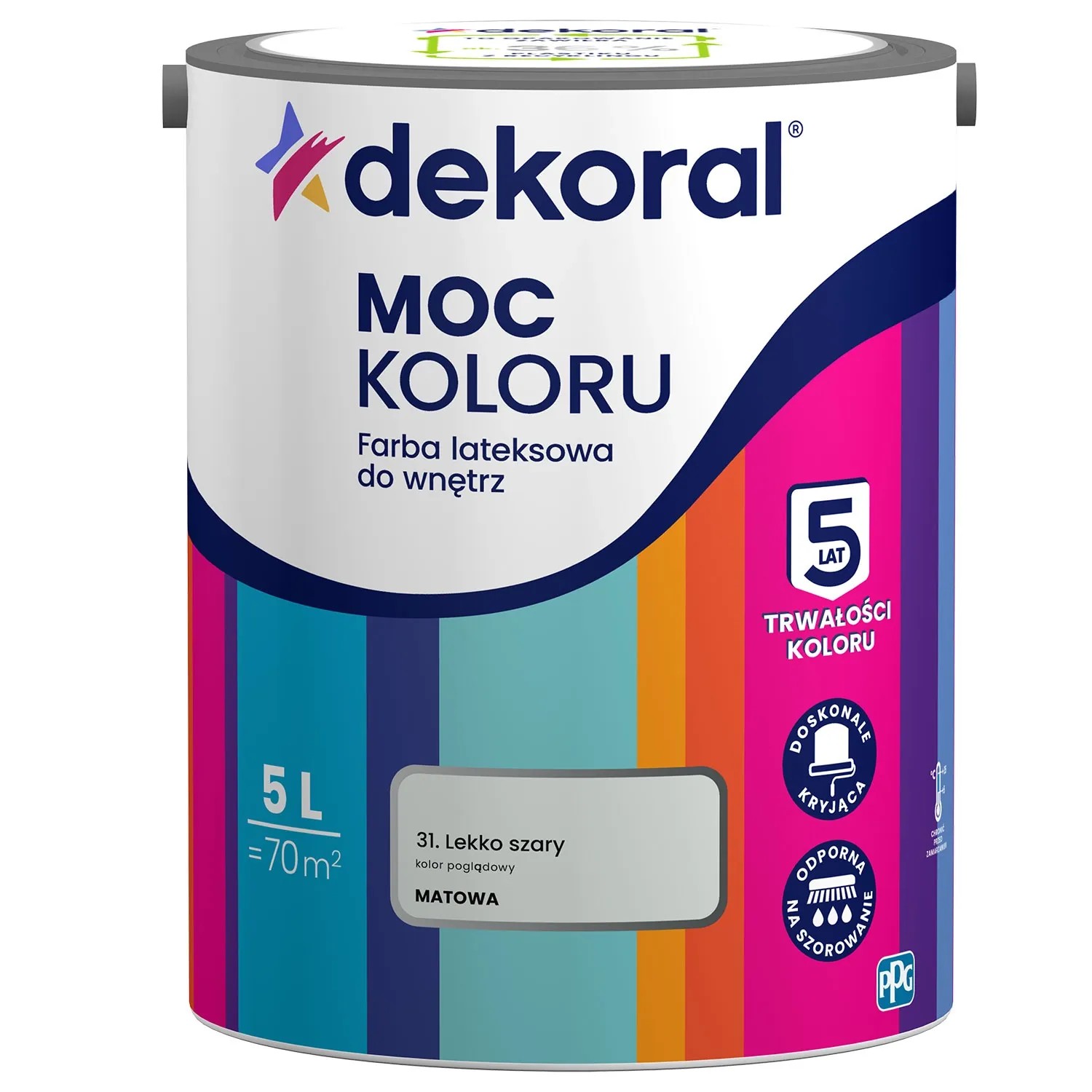 Dekoral Moc Koloru farba lateksowa matowa lekko szary 5 l