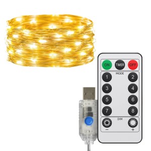 Dekoracyjne lampki LED z USB i pilotem.