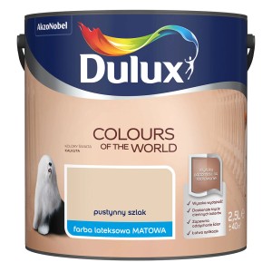 Puszka farby Dulux „Pustynny Szlak“: Beżowa farba lateksowa do ścian, matowa, 2,5 litra.