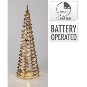 Dekoracja stojąca STOŻEK 30 LED wys. 40 cm złoty